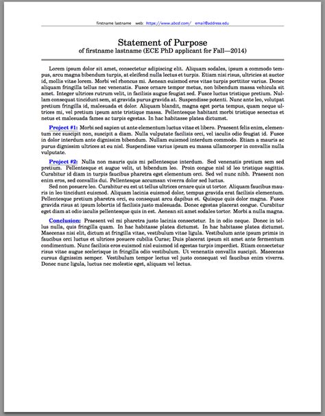 Statement Of Purpose Template Latex