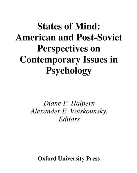 States of Mind American and Post-Soviet Perspectives on Contemporary Issues in Psychology Epub