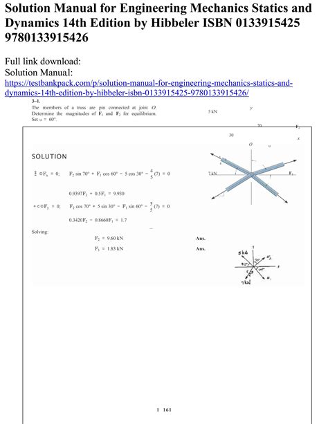 Statics Dynamics Hibbeler Solutions PDF