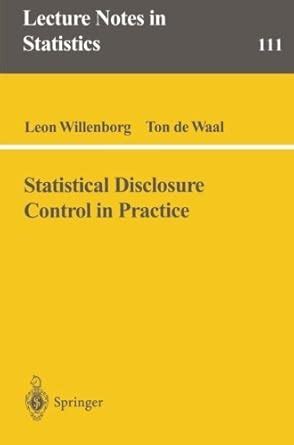 Statistical Disclosure Control in Practice 1st Edition Kindle Editon