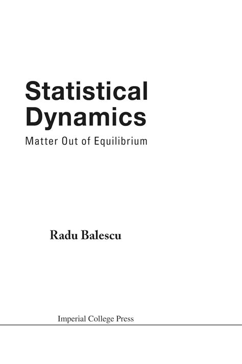 Statistical Dynamics: Matter Out of Equilibrium Epub