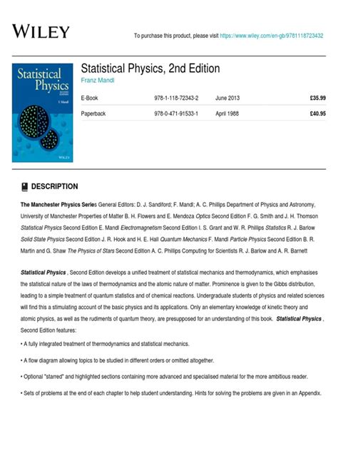 Statistical Physics II 2nd Edition PDF