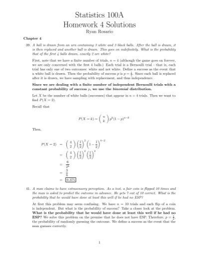 Statistics 100a Homework 4 Solutions Home Ucla Reader