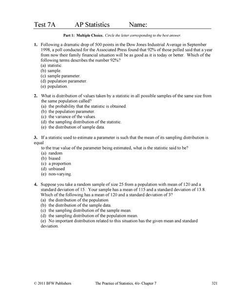 Statistics Bfw 5 Test Answers PDF