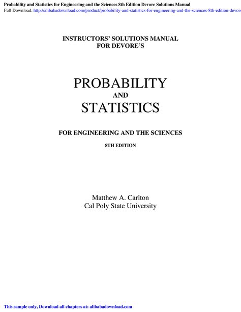 Statistics Devore 8th Solution Manual Reader