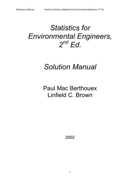 Statistics For Environmental Engineering Solution Ebook Kindle Editon