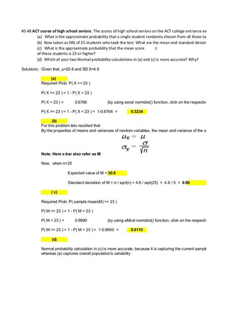 Statistics Homework Answers Doc