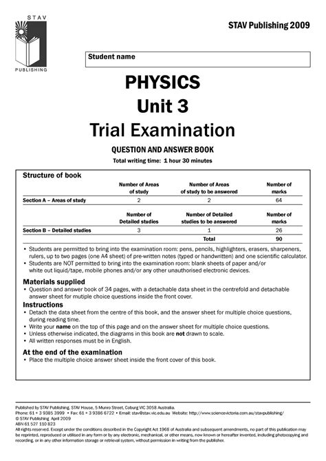 Stav Physics Unit 3 2013 Exam Answers Reader