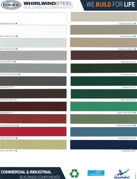 Steel Building Color Chart