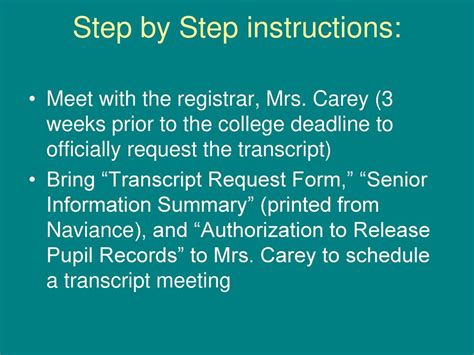 Step-by-Step Instructions for Transcript Request