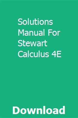 Stewart Calculus 4e Solution Manual Ebook Kindle Editon