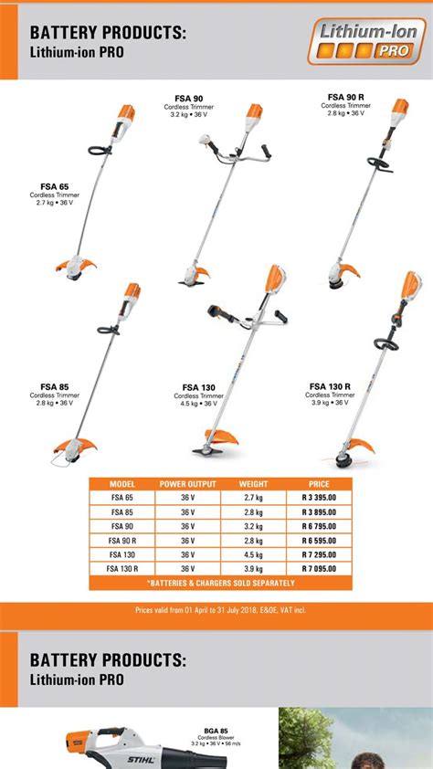Stihl Weed Eater Comparison Chart