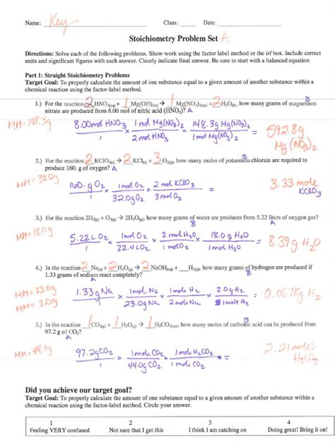Stoichiometric Calculations Practice Problems Answers Reader