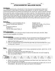 Stoichiometry Balloon Race Lab Answers Reader