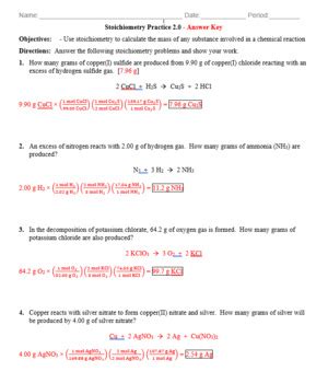 Stoichiometry Core Teaching Resources Answers Doc