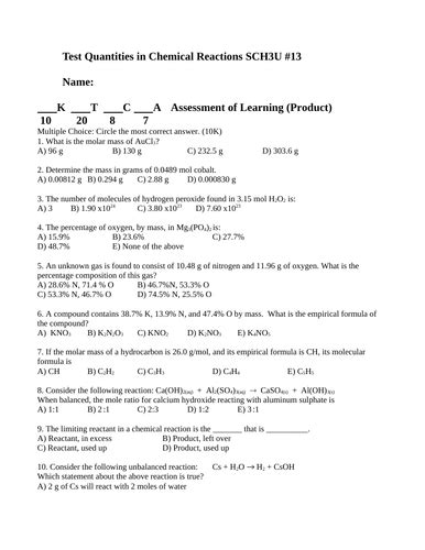 Stoichiometry Core Teaching Resources Answers Doc