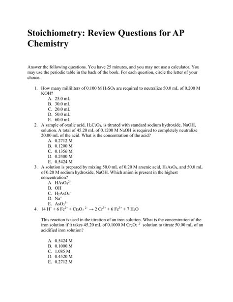 Stoichiometry Review Answers PDF