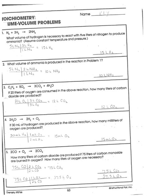 Stoichiometry Volume Problems Answers Kindle Editon