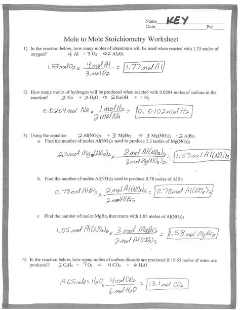 Stoichiometry Worksheet Mole Answers Santa Margarita Epub