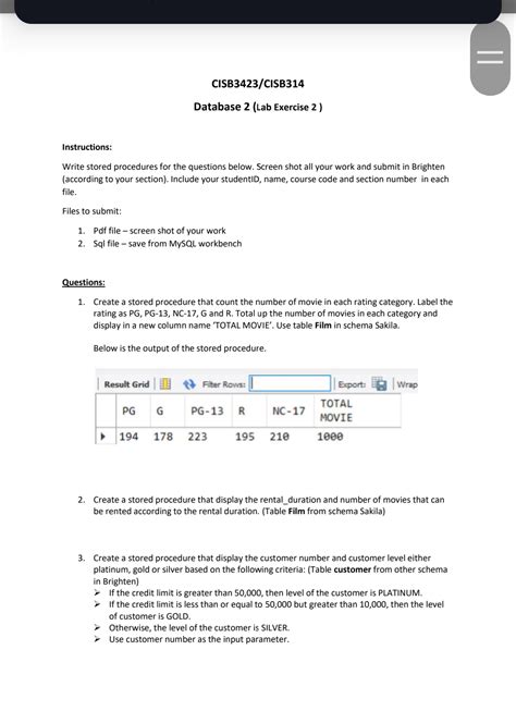 Stored Procedure Exercises With Answers PDF