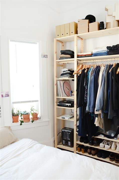 Storing clothes in a bedroom.