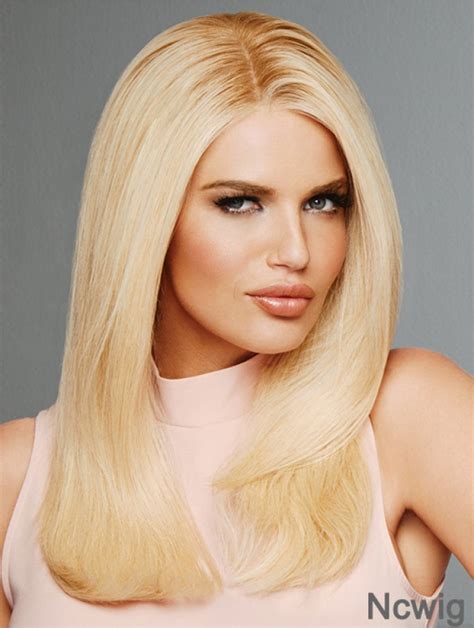 Straight 16" Blonde Without Bangs Remy Human Hair