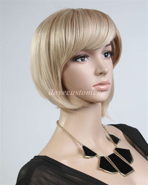 Straight Blonde Bobs Short 6" Synthetic Wig