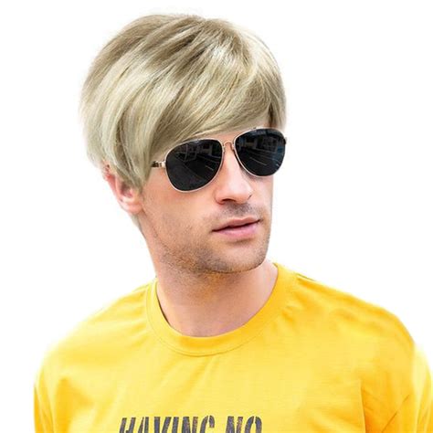 Straight Blonde Layered Short Men Wig