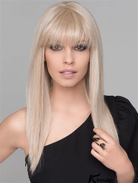 Straight Blonde Monofilament Synthetic 16" Natural Long Wigs