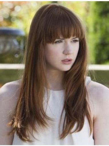 Straight Brown Capless 18" With Bangs High Quality Karen Gillan Wigs 2025