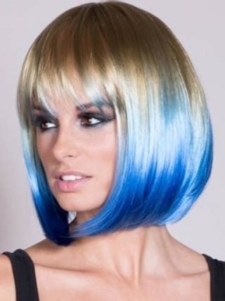 Straight Capless Blue 100% Indian Remy Hair Ombre Wigs