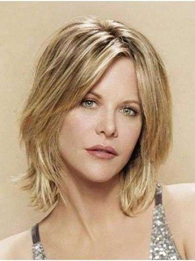 Straight Chin Length Blonde Synthetic Meg Ryan Wigs