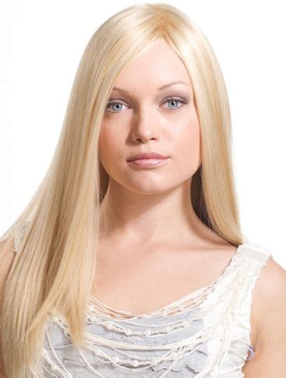 Straight Long Monofilament Blonde Without Bangs Women Human Hair Wigs