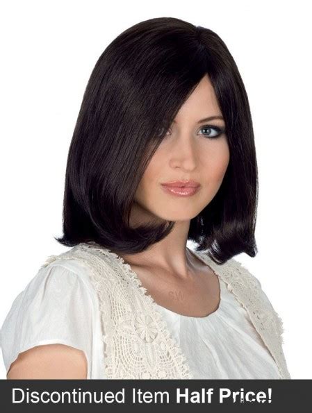 Straight Medium Length Wigs Monofilament 12" Black Bobs Wigs