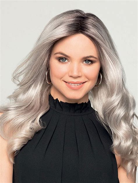 Straight Monofilament Grey Without Bangs Synthetic Fabulous Long Wigs