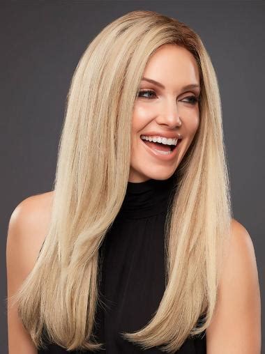 Straight Platinum Blonde Without Bangs Human Hair Hand Tied Wigs