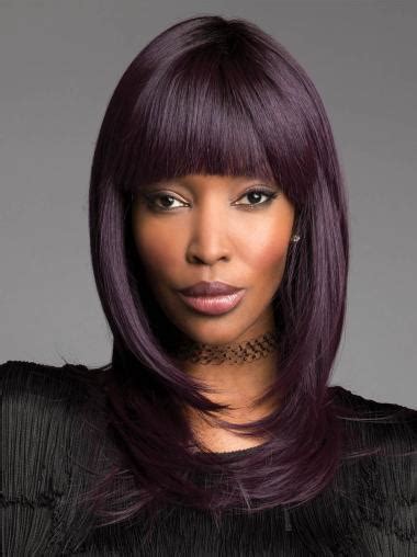 Straight Purple With Bangs 14" Synthetic Capless Wigs