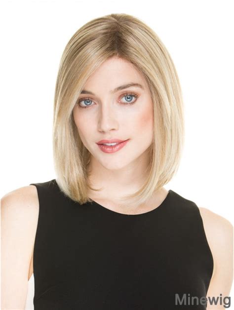 Straight Shoulder Length 14" Blonde 100% Hand-tied Wigs