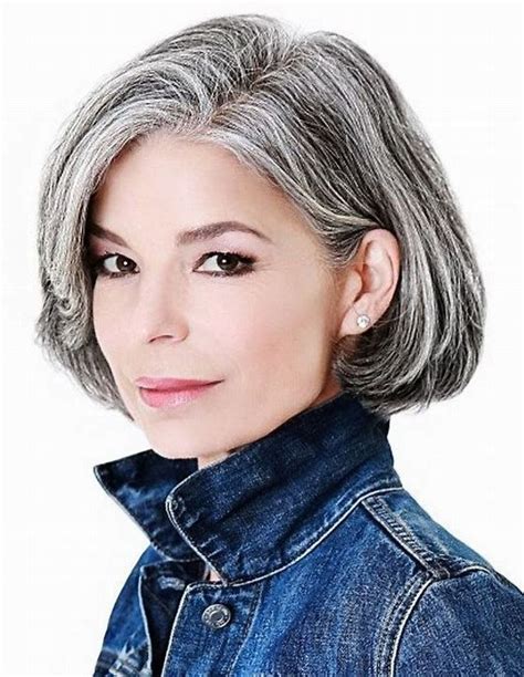 Straight Without Bangs 10" Grey Wigs