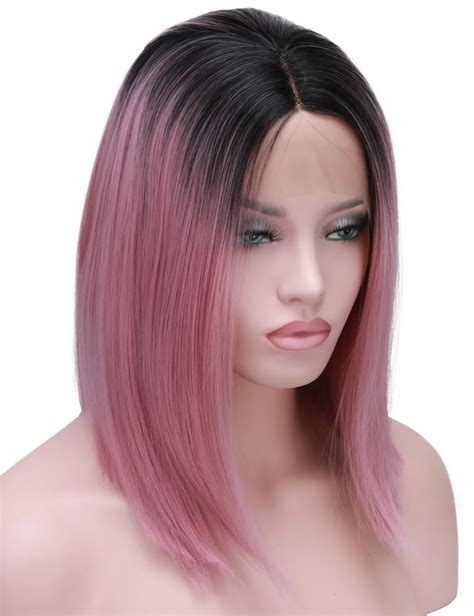 Straight pink front lace wigs: