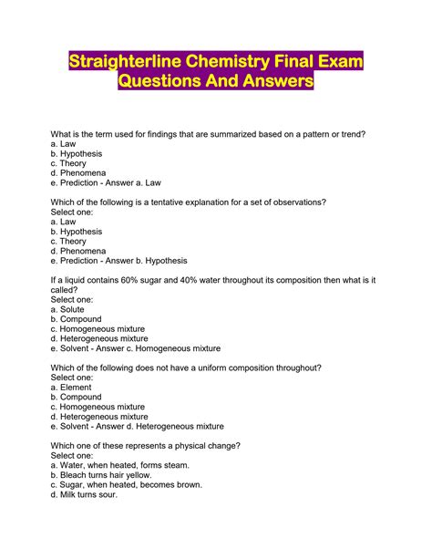 Straighterline General Chemistry Final Exam Answers Kindle Editon