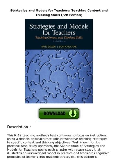 Strategies and Models for Teachers Teaching Content and Thinking Skills 6th Edition Reader