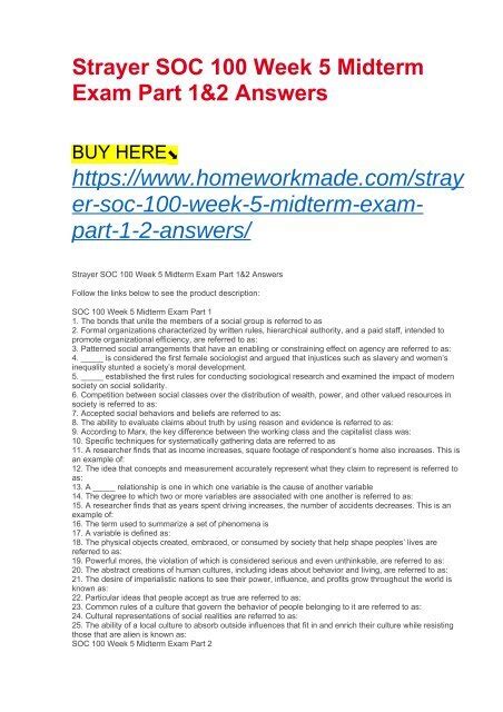 Strayer Eco 100 Midterm Answer Key Doc