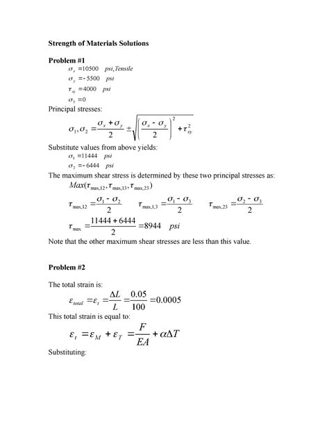 Strength Of Material Problem And Solution PDF