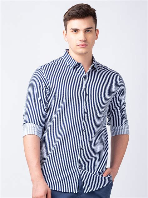 Striped Navy Blue and White Shirt: A Classic with Timeless Appeal