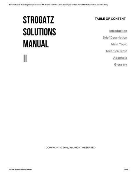 Strogatz Solutions Manual PDF