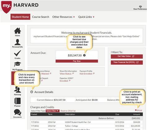 Student Account Overview