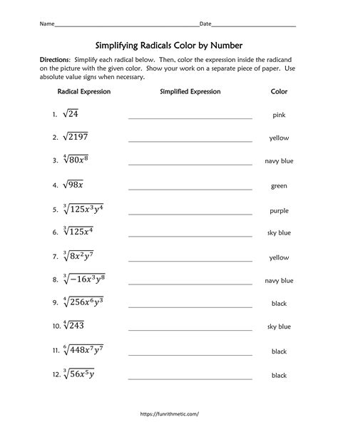 Student Activity Paint By Radicals Answers Doc