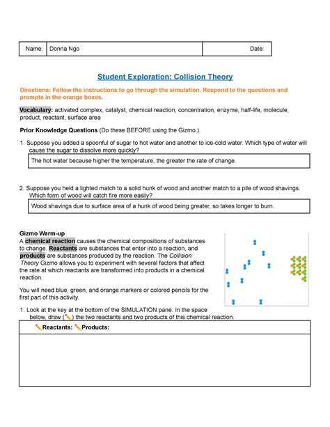 Student Exploration Collision Theory Lab Answers Reader