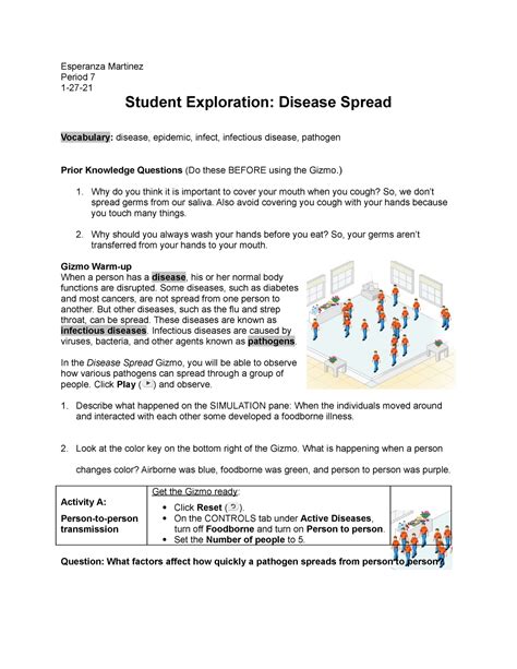 Student Exploration Disease Spread Answers PDF